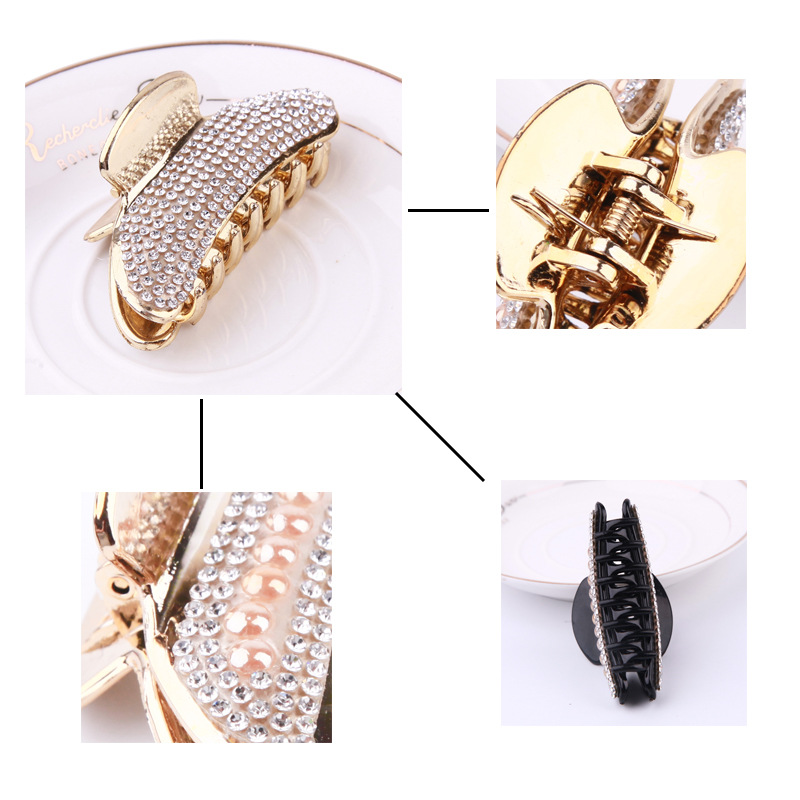 Simple Style Solid Color Plastic Inlay Artificial Pearls Artificial Diamond Hair Claws display picture 9
