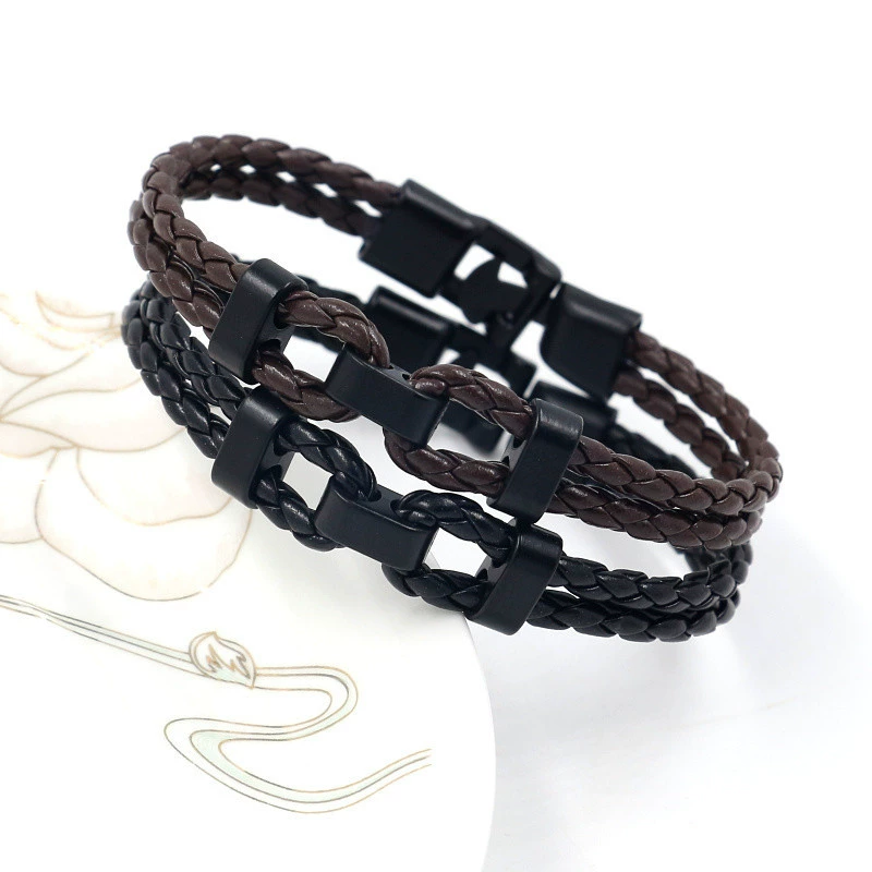 Black retro woven polyurethane bracelet, accessory, chain, (Cross-border trading), simple and elegant design