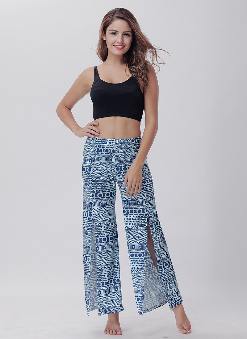 Flared Printed Yoga Pants Summer Style Split Hem Design Comfortable Fit Wholesale Available fast shipping