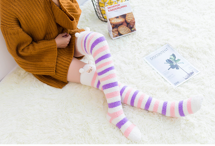 over knee thick warm striped socks  NSFN30495