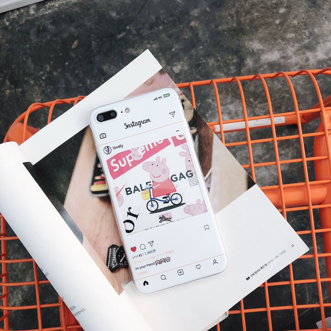 网红ins截图插画卡片苹果6s手机壳iPhone7plus/8/X软硅胶套情侣款