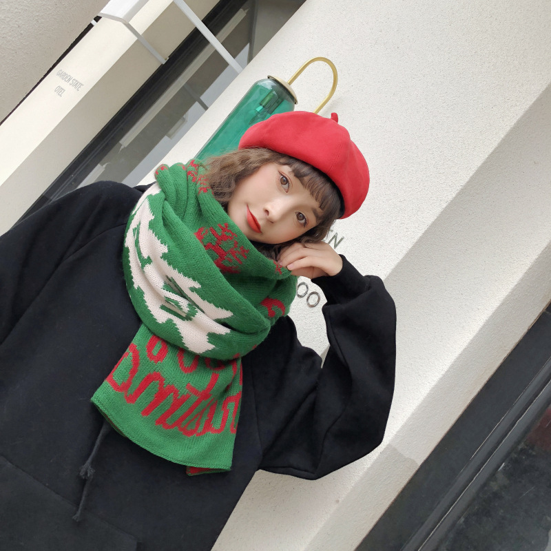 Paire de châles chauds en tricot d'hiver de Noël pour sœurs et étudiantes, écharpe douce, cadeau de Noël_voghion.com