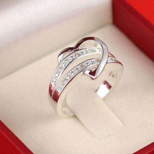 4g Weight Zircon Inlay Material Rings Classification 1 Piece Quantity Simple Style Heart Shape Zircon Alloy Wholesale Rings
