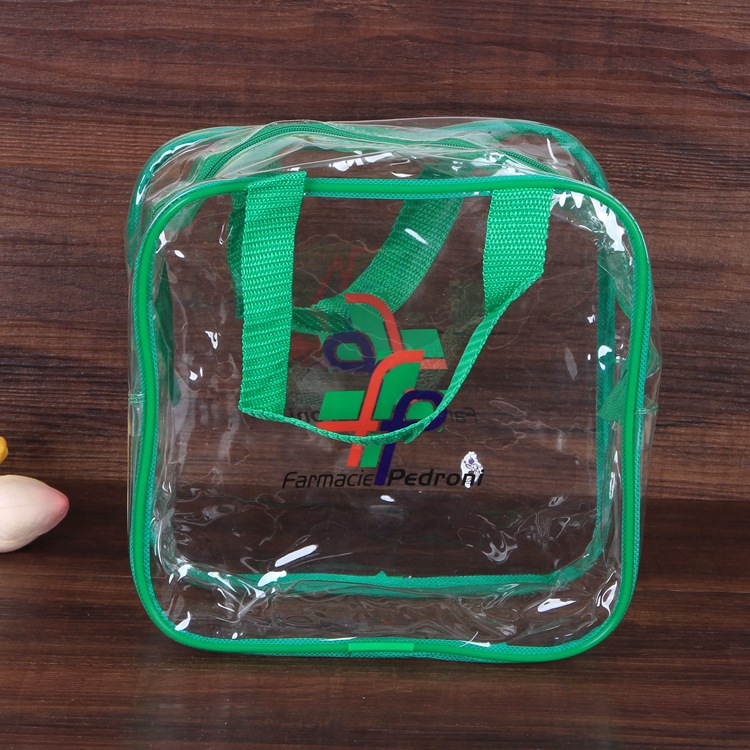 厂家可制车缝PVC手提袋 透明手拎袋 化妆品洗漱包 旅行收纳包加厚