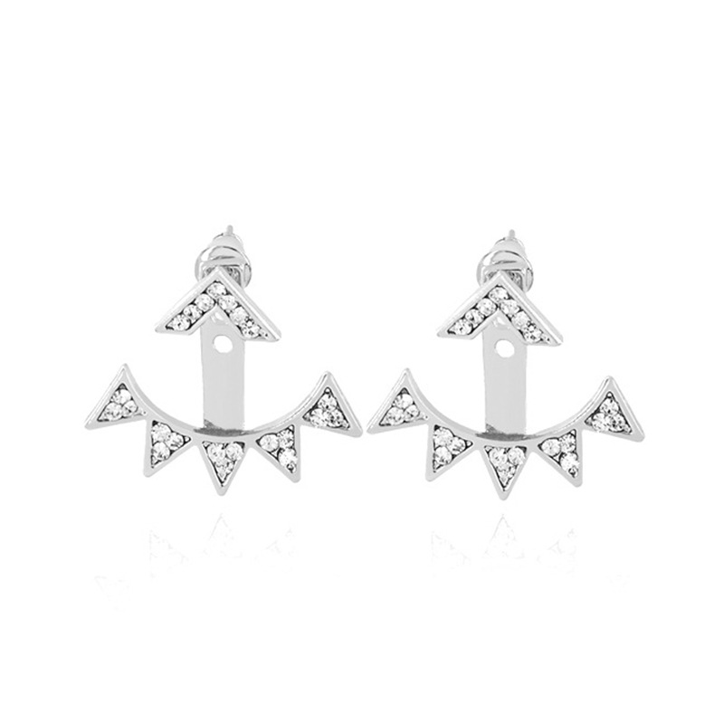 Water Drop Full Of Diamonds Stars Front And Rear Split Earrings Wholesale Nihaojewelry display picture 7