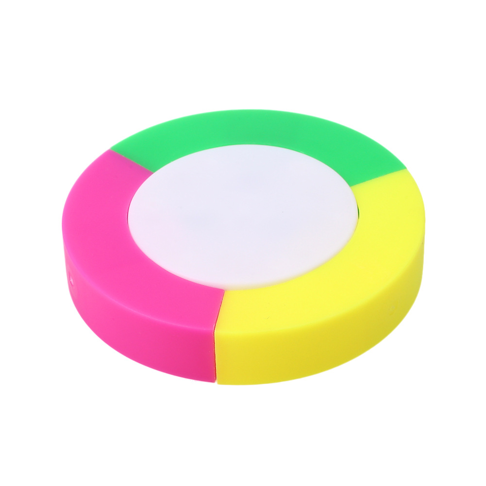 (中性)3色荧光笔 圆形荧光笔 新款3色荧光笔 彩虹笔