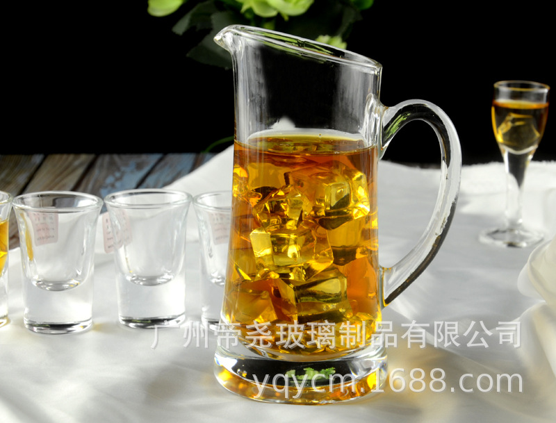 玻璃白酒分酒器套装150ＭＬ斜口玻璃酒壶15ＭＬ厚底子弹杯白酒杯
