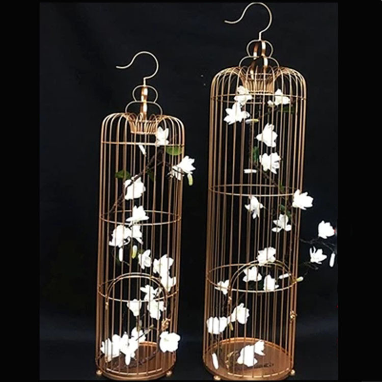 欧式装饰铁艺金色鸟笼落地大号吊挂白色黑色红色大码鸟笼定制批发|ru