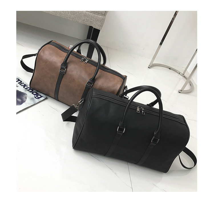 Unisex Vintage Style Solid Color Pu Leather Waterproof Travel Bags display picture 6