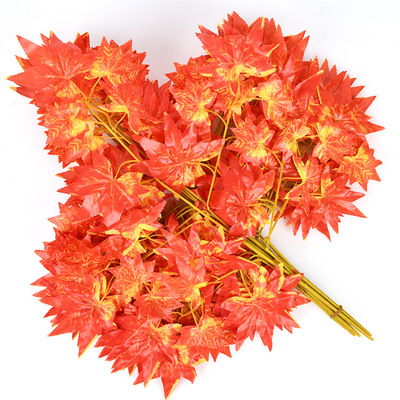仿真红枫叶手感过胶假树枝银杏叶美枫叶园林造景迷你鸡爪枫秋色叶
