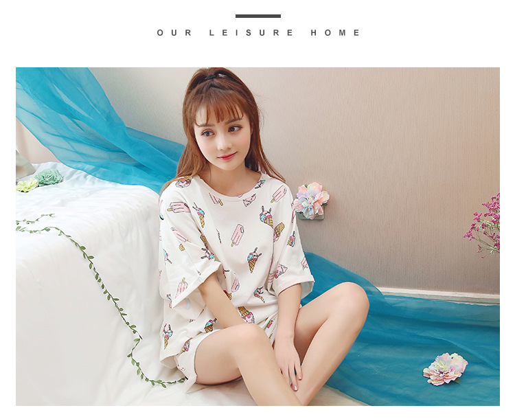 帮手描述图：华信2018夏季新款短袖6535睡衣女套装学生圆