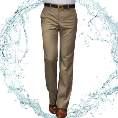 2018新款微喇叭休闲男西裤英伦商务卡其色垂感免烫阔脚西装裤