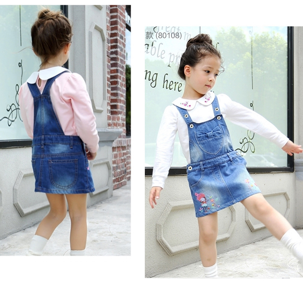 girl Suspender skirt children corduroy skirt Korean Edition Children baby Lotus leaf On behalf of