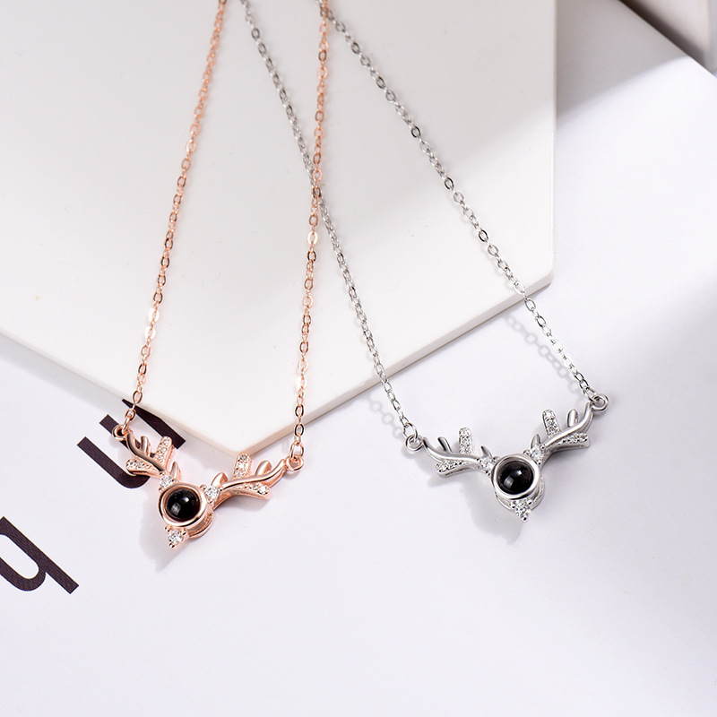 韩版S925纯银一路有你情人节礼物项链女爱的投影银饰定制名字项饰|ms