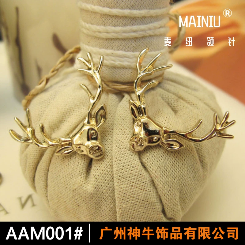 AAM001 ретро-броши для мужского костюма, корейская заколка для воротника рубашки, заколка-шипы, игла для шеи в виде головы оленя