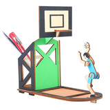 Баскетбольный держатель для ручек с лазером, деревянная трехмерная реалистичная головоломка, детский конструктор, 3D