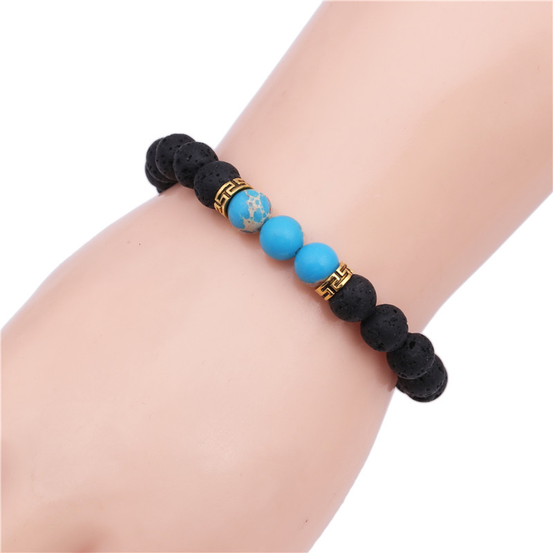 8mm Natural Line Agate Bracelet Colorful Seven Chakra Energy Yoga Beads Bracelet display picture 8