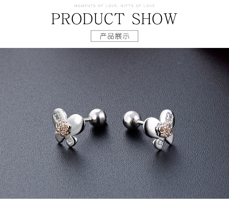 Fashion Butterfly-shaped S925 Silver Simple Stud Earrings Wholesale display picture 2