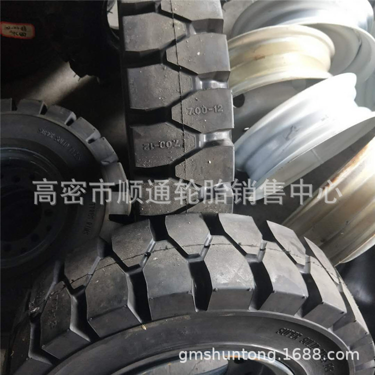 销售实心6.50-16叉车轮胎7.00-12工业车辆轮胎带钢轮胎700-12