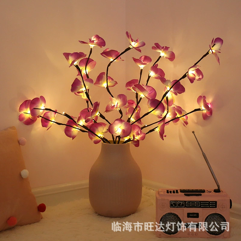 Светильник-ветка Phalaenopsis LED, реалистичные орхидеи на гирлянде для дома, батарейный, 0,23 кг