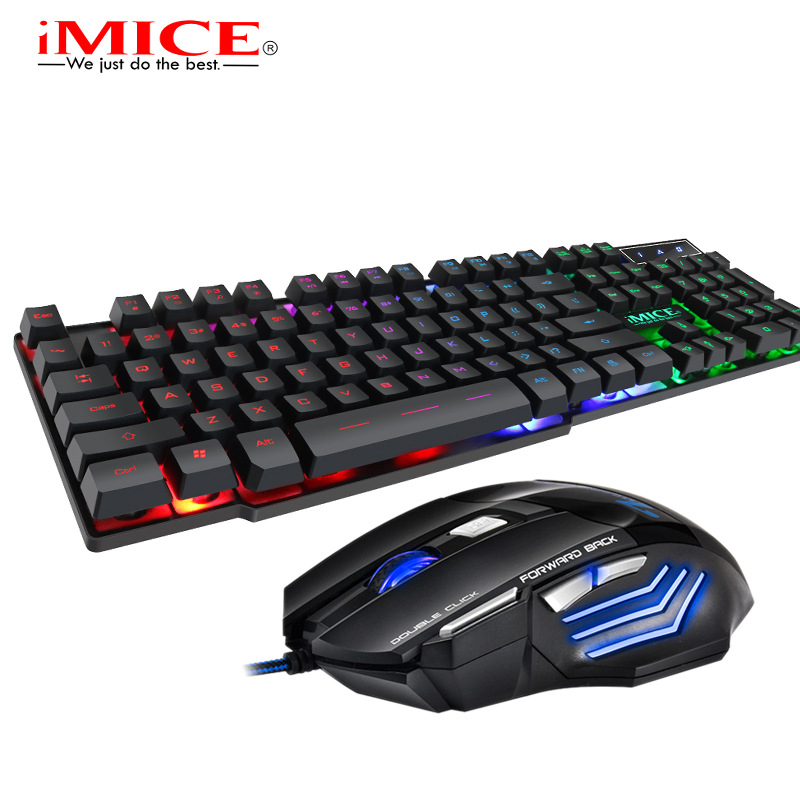 厂家直销IMICE 跨境台式笔记本USB有线 发光背光悬浮键帽键鼠套装|ms