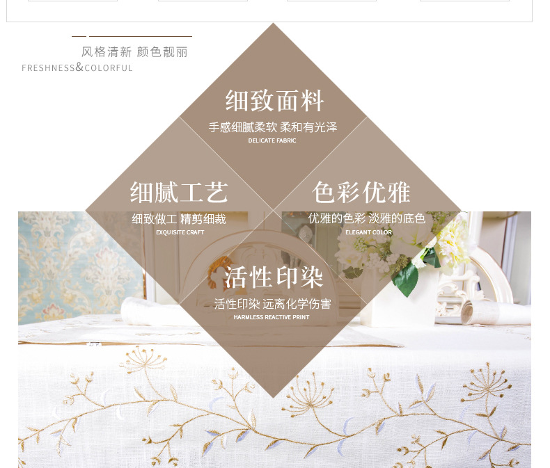 小草刺绣灰麻边桌布_06