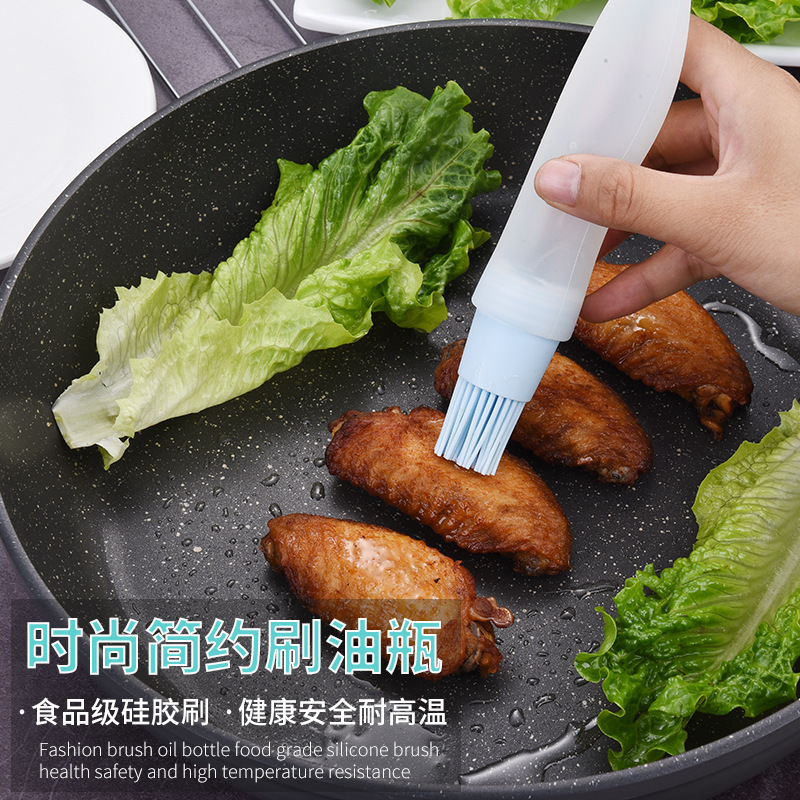 FDA级硅胶带吸盆护盖BBQ烘培油刷 抽油刷创业DIY烘培工具油瓶扫