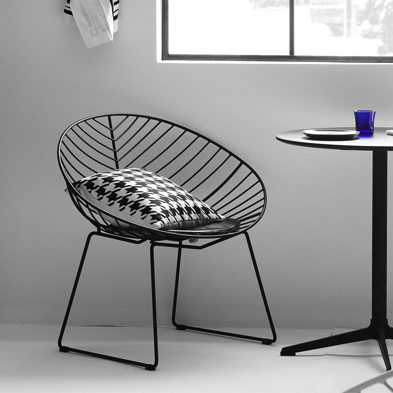 Nordic Entry Luxury Wrought Iron Chair Creative Fashion Leaves Metal Wire Chair Leisure Chair Restaurant Cafe Backrest Dining Chair