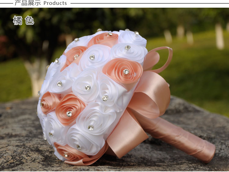 Wholesale of wedding supplies, including European, American and Korean style bridal and bridesmaid bouquets, bride throwing flowers, and simulated ribbon bouquets detail image 6