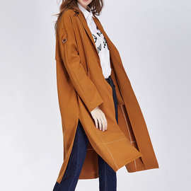 木茜风衣女格2021欧洲站秋款大码中长款外套品牌折扣女装走份批发