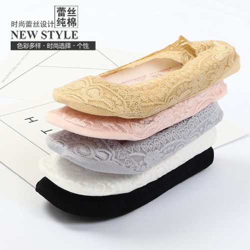 New spring and summer lace boat socks, women's socks, invisible socks, lace women's socks, factory direct sales, street stalls, independent packaging