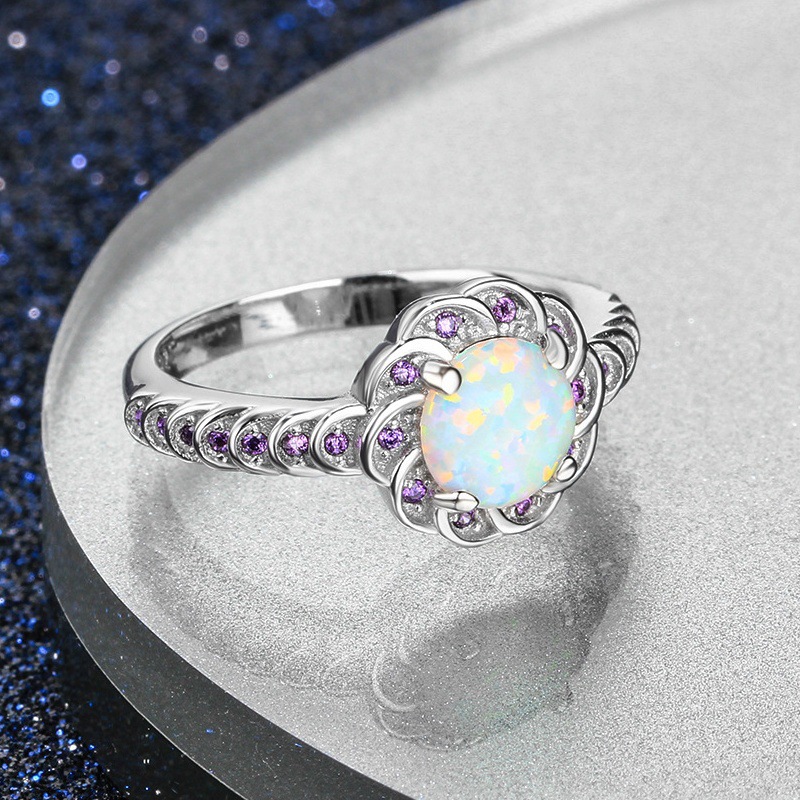 Elegant Geometric Alloy Inlay Rhinestones Opal Women's Rings display picture 3