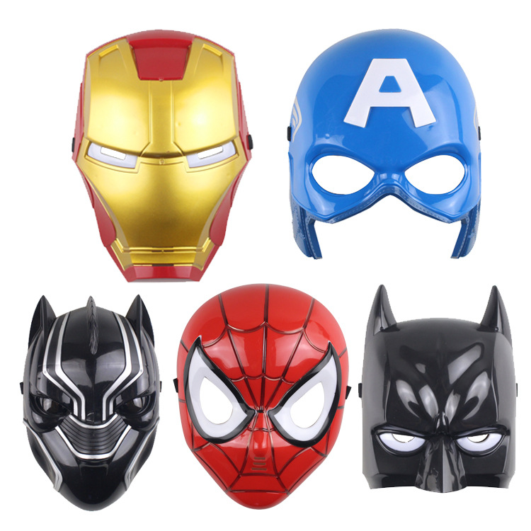 面具儿童发光面具蝙蝠侠蜘蛛侠钢铁侠面具复仇者联盟带灯面具批发|ms