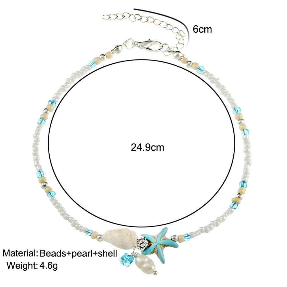 Tobillera De Cuentas De Arroz Colgante De Estrella De Mar De Moda display picture 2