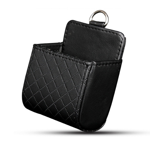 Car leather sundries storage box PU leather mobile phone universal hanging box mesh leather car air conditioning outlet storage box