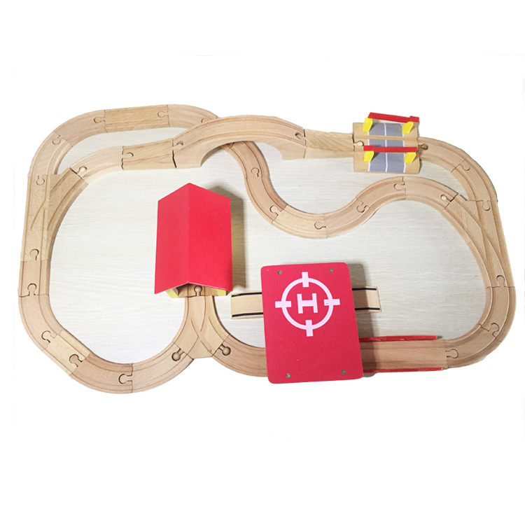 Puzzle 69 unidades escena simulación pista de tren madera los niños rompecabezas pesca DIY montaje bloques construcción Juguetes