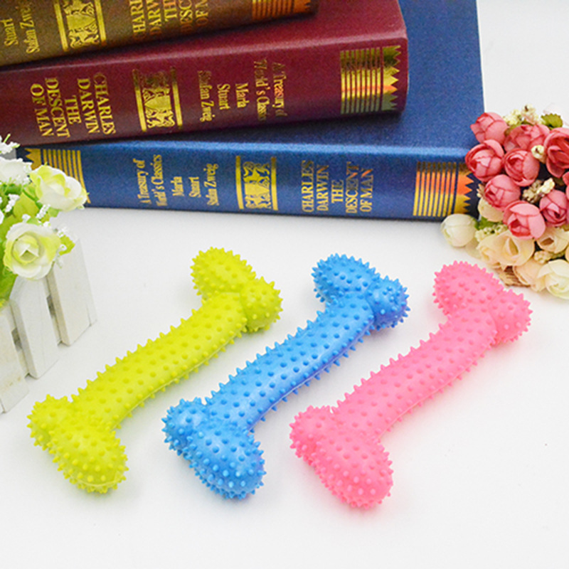 Juguete para mascotas TPR perro juguete tamaño hueso púas molar dientes limpieza mordedura-fábrica de juguetes resistentes en stock