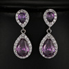 Classic zirconium, earrings, suitable for import, European style, light luxury style