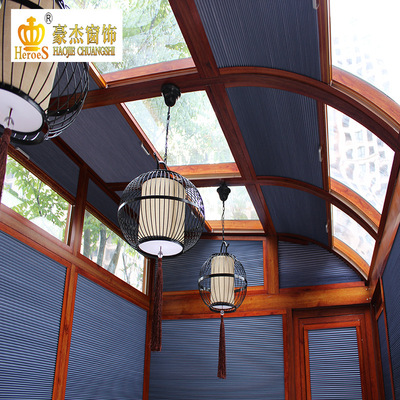 厂家直销天窗帘全遮光电泳轨道隔热蜂巢帘天棚帘风琴帘电动智能帘|ru