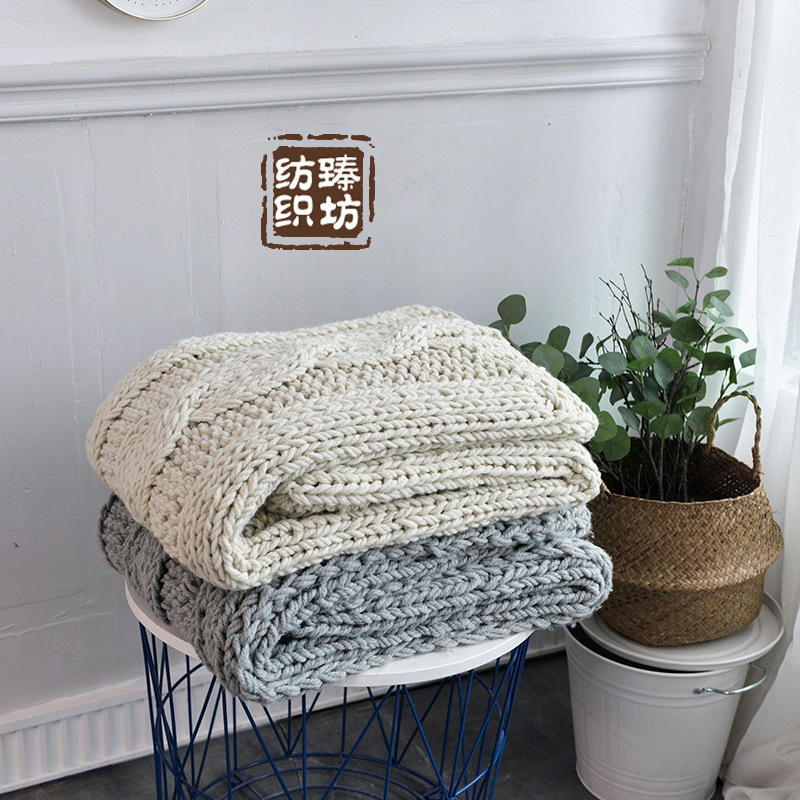 纯手工经典大麻花针织线毯盖毯空调毯膝盖毯子厂家直销
