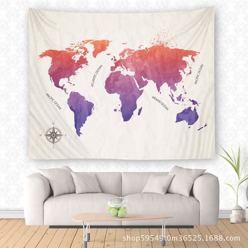 Hot-selling Export-Ready European & American-Style Map Print Tapestry: Creative Home Decor, Polyester Background Wall Hanging, and Wall-Mounted Carpet