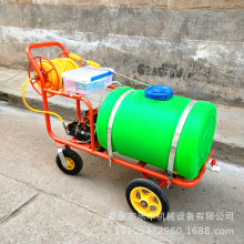 果農使用蘋果樹打葯機高壓拉管手推式電動殺蟲機汽油噴霧器