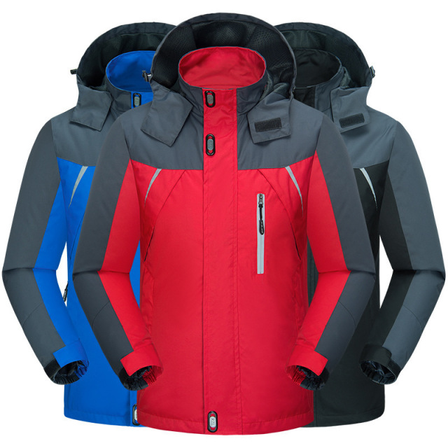 Autumn and winter thin men’s hooded color matching outdoor waterproof jacket jacket