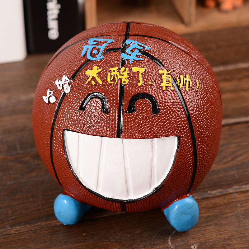 L0423 Basketball Resin Piggy Bank SF21 Creative Expression Coin Bank Home Decor Resin Craft Ornament