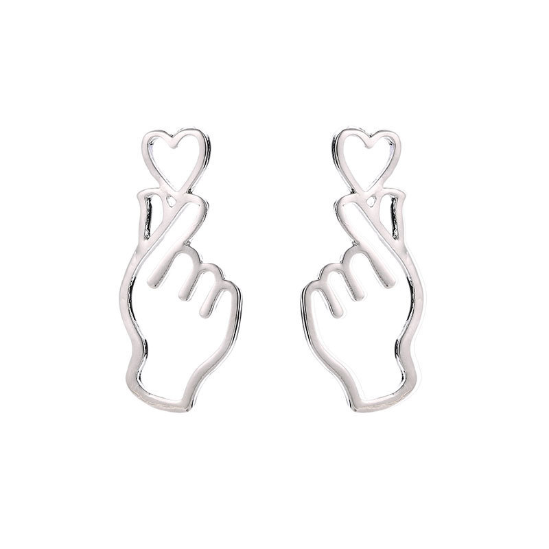 8g Weight Drop Earrings Classification 1 Pair Quantity Daily Occasion Alloy Material Gesture, Heart Shape Pattern Women'S Gender Plating Design Simple Style Style 1 Pair Simple Style Gesture Heart Shape Alloy Plating Women's Drop Earrings 3