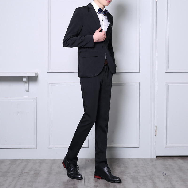 Spring and Autumn New Men's Thin Suit Two-piece Work Clothes Business Dress Fashion Best Man Suit Pants Set