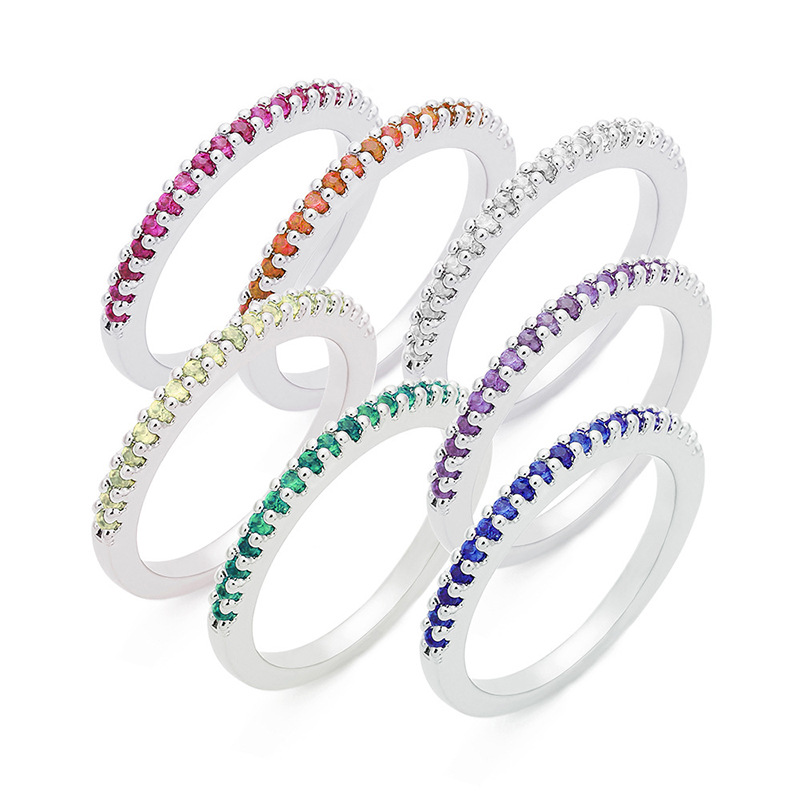 亚马逊爆款创意热卖 欧美简约彩色镐石戒指 跨境爆款