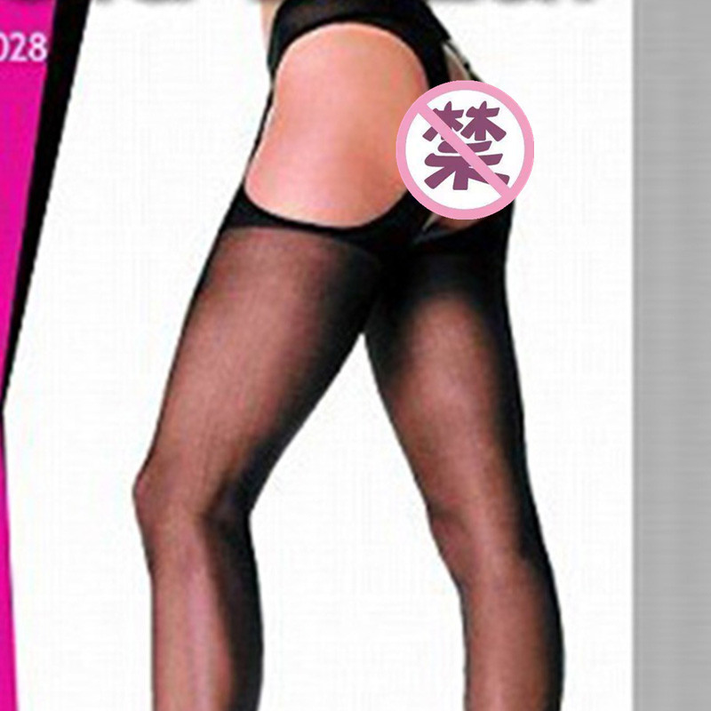 Seda con núcleo fino libre de cuatro lados abierto-end sexy medias al por mayor, pantimedias de extremo abierto, sexy tentación de seda negro