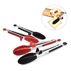 Factory Direct Supply Kitchen Tools 12-inch + 9-inch Silicone Food Tongs Stand Food Tongs Bread Tongs BBQ Tongs
