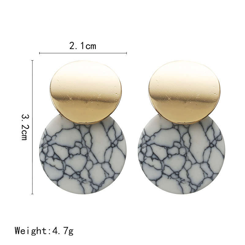 Black Marble Ear Studs